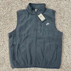 Nike Sportswear Club Men's Fleece Brushed Winterized Zip  Vest Gray, Size Large